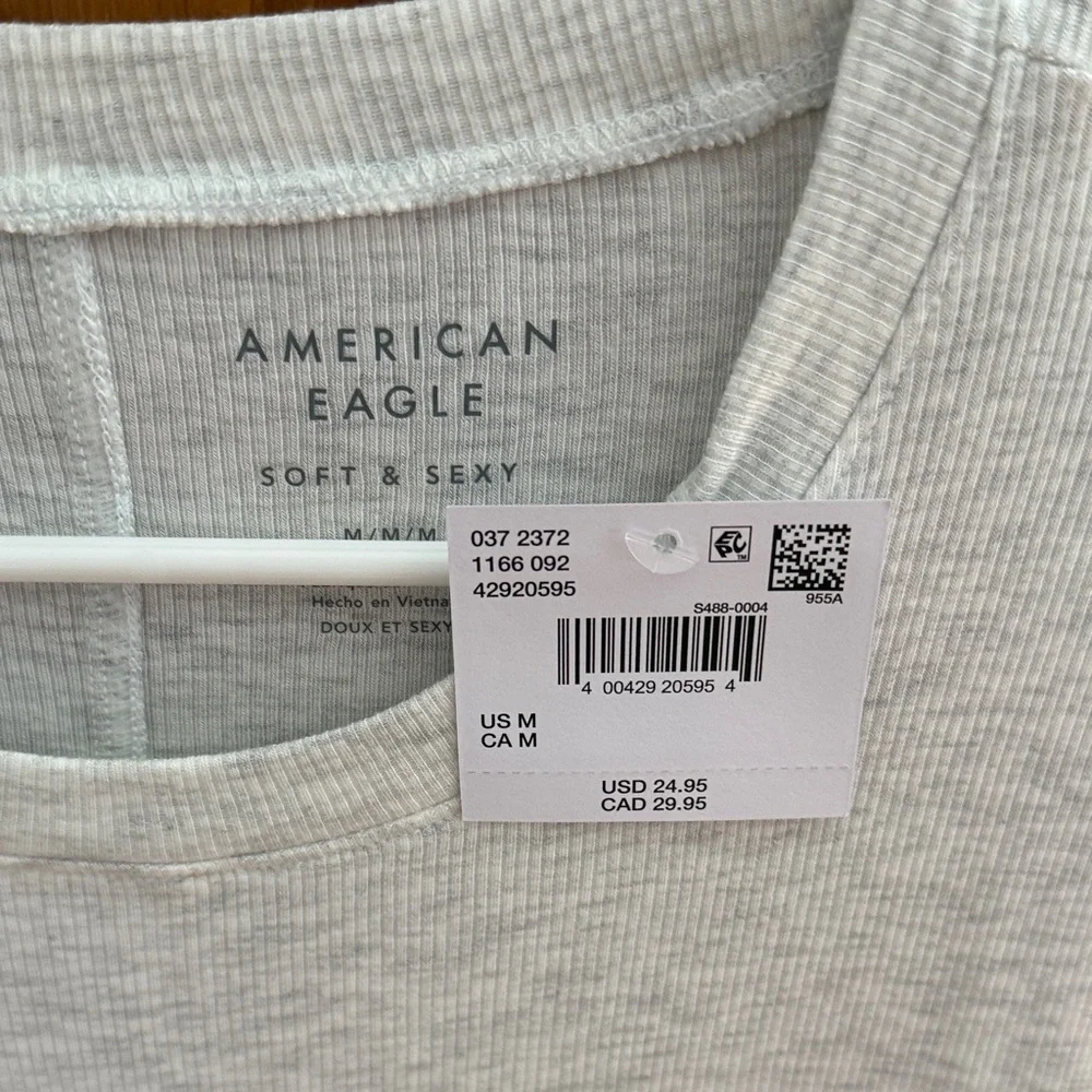 American Eagle Outfitters Women's Light Gray Muscle Tee - Picture 2 of 2